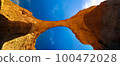 bottom up view Abstract Rock formation at plateau Ennedi aka Aloba arch in Chad 100472028