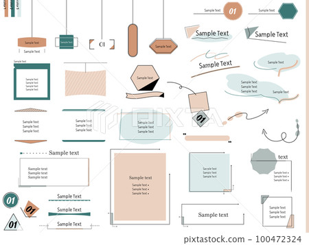 Simple materials that can be used for titles and text Frames, headings, numbers, items, balloons, arrows 100472324