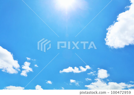 Summer blue sky, clouds and sun Summer blue sky, clouds and sun 100472959