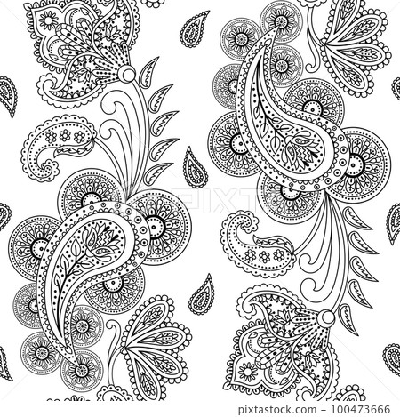 Paisley Ethnic Floral Hand Drawn Seamless Pattern Paisley Ethnic Floral Hand Drawn Seamless Pattern 100473666