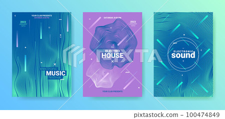 Edm Party Flyer Set. Techno Music Dance Cover. Electro Sound Banner. Edm Party Flyer Set. Techno Music Dance Cover. Electro Sound Banner. 100474849