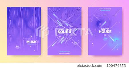 Blue Purple Dance Music Flyer. Electro Party Poster. Abstract Edm 100474853