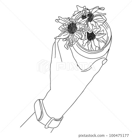 hand with detailed graphic flowers hand with detailed graphic flowers 100475177