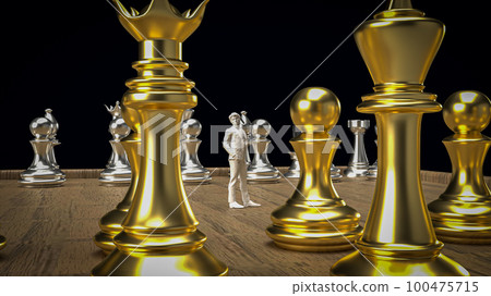 figure man on chess board for business concept 3d rendering 100475715