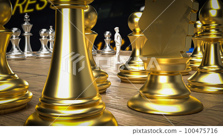 figure man on chess board for business concept 3d rendering 100475716