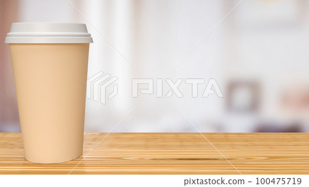 The coffee cup on wood table for food and drink concept 3d rendering 100475719