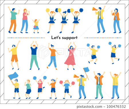 A set of people who support each other with all their might 100476332