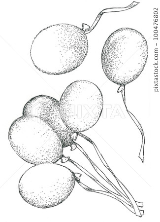 飛翔的氣球手繪插畫 飛翔的氣球手繪插畫 100476802