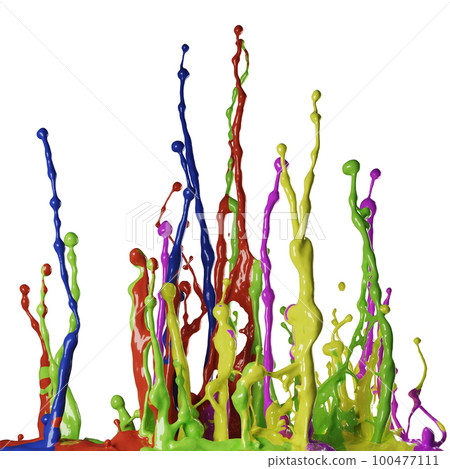 Colored paint splashes isolated on white background Colored paint splashes isolated on white background 100477111
