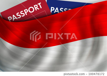 Monaco flag background and passport of Principality of Monaco. Citizenship, 100478172