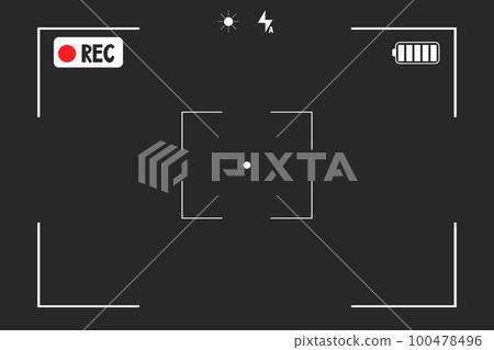 Video camera viewfinder overlay template, interface on dark background. Photo focus screen. Recording or snapshot digital display cam, capture videography 100478496