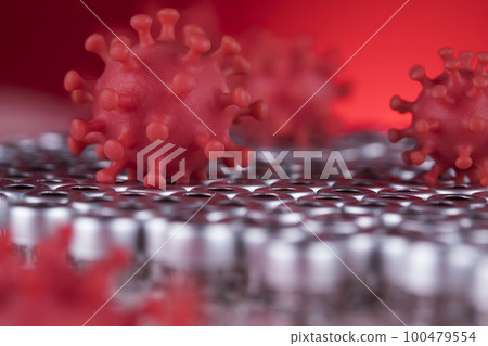 Virus cells in infected, Pandemic medical health Virus cells in infected, Pandemic medical health 100479554