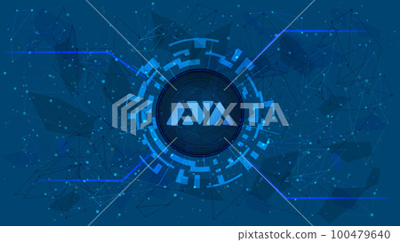 Avalanche AVAX token symbol of the DeFi project in digital circle with cryptocurrency theme on blue background. Cryptocurrency coin icon. Decentralized finance programs. Vector illustration. 100479640