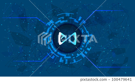 Axie Infinity AXS token symbol in digital circle with futuristic cryptocurrency theme on blue background. Cryptocurrency coin icon for banner or news. Vector illustration. Axie Infinity AXS token symbol in digital circle with futuristic cryptocurrency theme on blue background. Cryptocurrency coin icon for banner or news. Vector illustration. 100479641