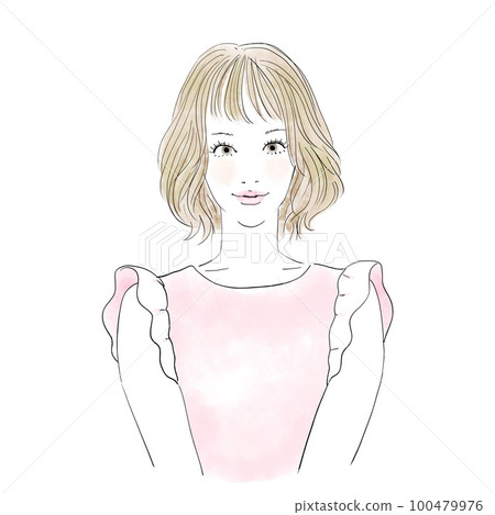 beautiful woman with medium hair 100479976