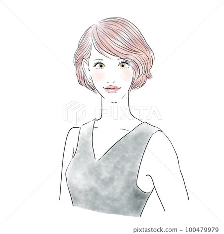 beautiful woman with short hair 100479979