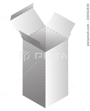Box model. Package template layout for new design. Paper rectangular cardboard, container mockup. Blank package for product, present, surprise delivery 100482636
