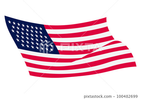 Waving flag. American flag on white background. National flag waving symbol. Banner design element 100482699