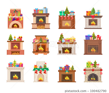 Fireplaces Christmas Socks Presents Decoration 100482790