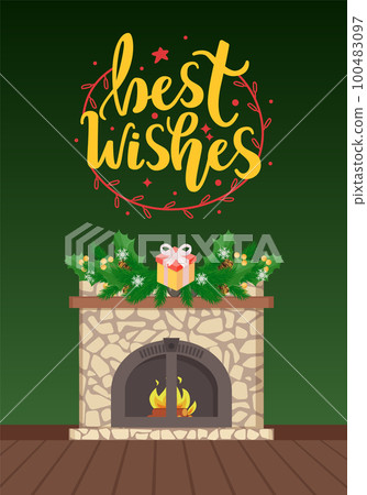 Best Wishes Greetings and Modern Stone Fireplace 100483097