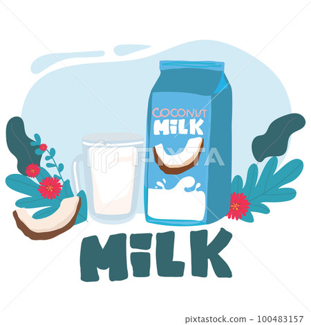 Coconut milk bottle icon cartoon vector. Vegetable milk. Vegetarian drink. 100483157