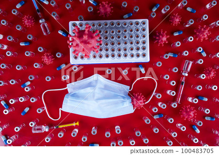 Mask and corona virus protection isolated, pandemic background 100483705