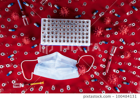 Mask and corona virus protection isolated, pandemic background Mask and corona virus protection isolated, pandemic background 100484131