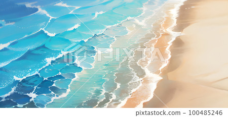 藍色的大海和沙灘的插圖 藍色的大海和沙灘的插圖 100485246