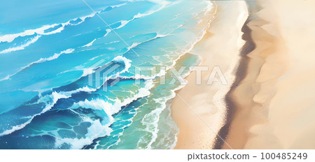 藍色的大海和沙灘的插圖 藍色的大海和沙灘的插圖 100485249