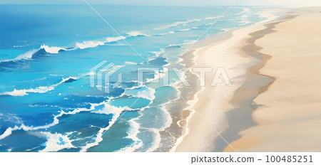 Illustration of the blue sea and the beach 100485251