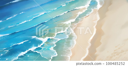 Illustration of the blue sea and the beach 100485252
