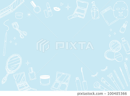 Cosmetics illustration frame hand-drawn line drawing Cosmetics illustration frame hand-drawn line drawing 100485366