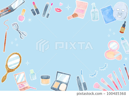 Cosmetics illustration frame hand-painted watercolor 100485368