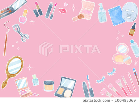 Cosmetics illustration frame hand-painted watercolor Cosmetics illustration frame hand-painted watercolor 100485369