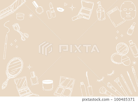 Cosmetics illustration frame hand-drawn line drawing 100485371