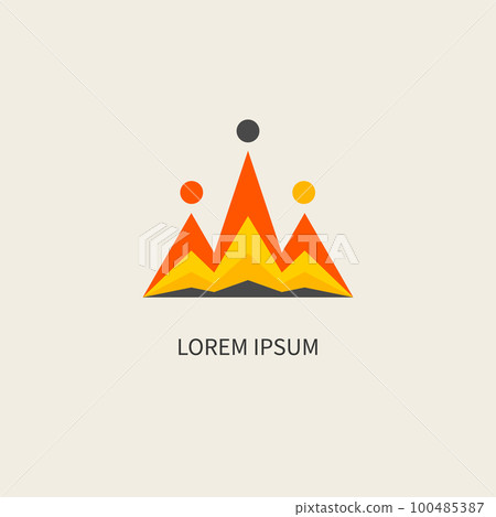 Three people in shape of crown logo, business icon Three people in shape of crown logo, business icon 100485387