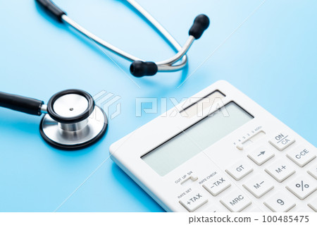 Stethoscope and calculator blue back 100485475
