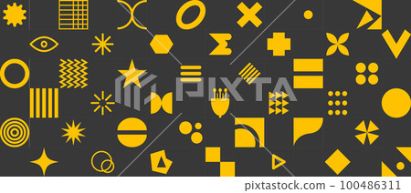 Memphis background, seamless geometric pattern with shapes 100486311