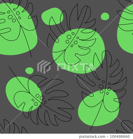Monstera leaves seamless trendy modern boho pattern 100486660