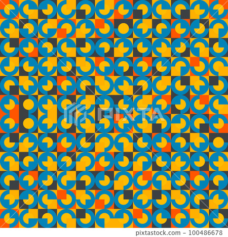 Seamless pattern in retro bauhaus style with circles Seamless pattern in retro bauhaus style with circles 100486678