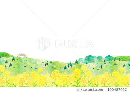 山上的油菜花田背景素材 山上的油菜花田背景素材 100487032