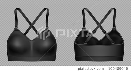 Black woman sport bra top vector mockup template Black woman sport bra top vector mockup template 100489046