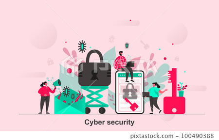 Cyber security web design in flat style.... - Stock Illustration ...