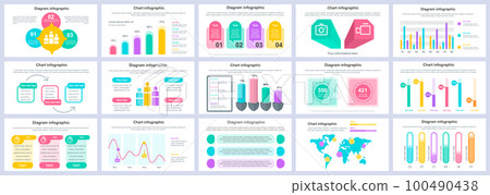 Bundle business and finance infographics presentation slides template. Different charts, diagrams, workflow, flowchart, timeline, schemes design template. Vector info graphic Bundle business and finance infographics presentation slides template. Different charts, diagrams, workflow, flowchart, timeline, schemes design template. Vector info graphic 100490438