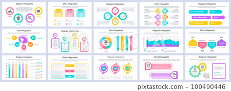 Bundle business and finance infographics presentation slides template. Different charts, diagrams, workflow, flowchart, timeline, schemes design template. Vector info graphic Bundle business and finance infographics presentation slides template. Different charts, diagrams, workflow, flowchart, timeline, schemes design template. Vector info graphic 100490446
