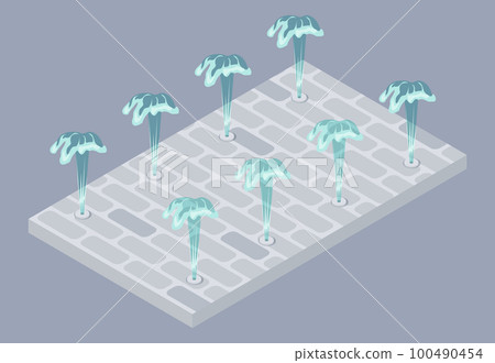 Isometric fountain with outdoor park cascade isolated vector illustration EPS10. 100490454