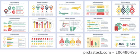 Bundle travel vacation infographics presentation slides template. Different charts, diagram, workflow, flowchart, timeline, schemes, graphs design template. Vector info graphic Bundle travel vacation infographics presentation slides template. Different charts, diagram, workflow, flowchart, timeline, schemes, graphs design template. Vector info graphic 100490456