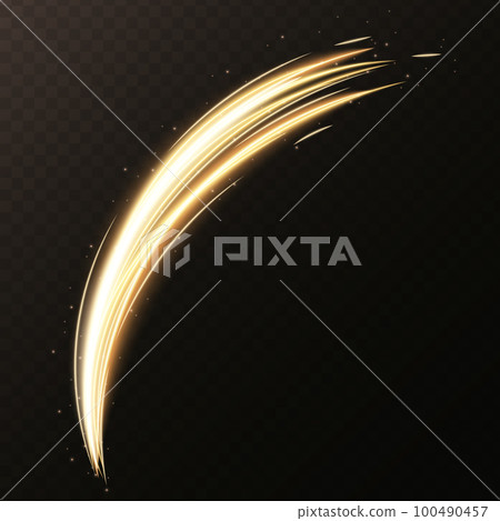 Glowing circle lines. Fire light circles. Abstract light speed motion effect. 100490457