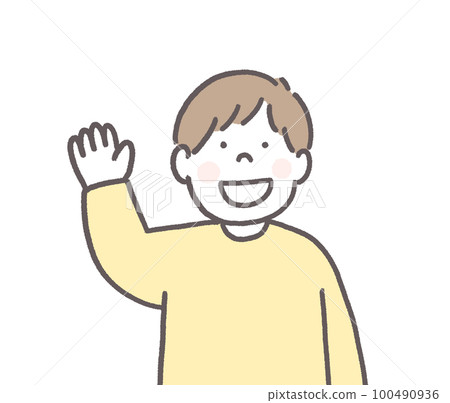 Boy raising his hand Boy raising his hand 100490936