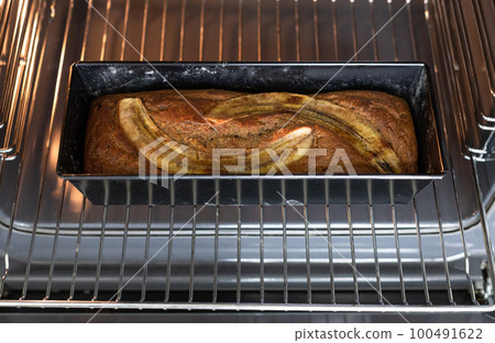 homemade vegan banana bread in oven homemade vegan banana bread in oven 100491622